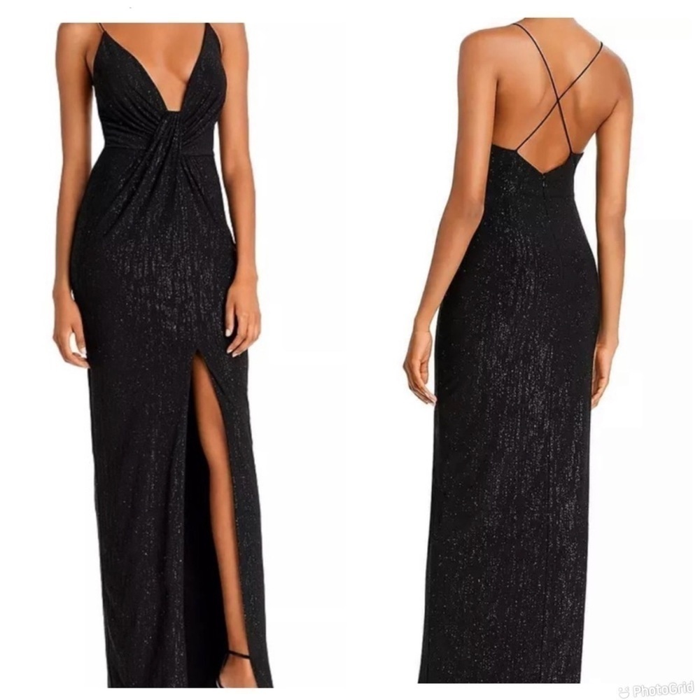 Aidan Mattox Metallic Drape Gown